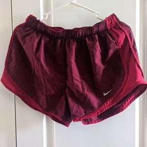 Nike Dri-fit running shorts in maroon